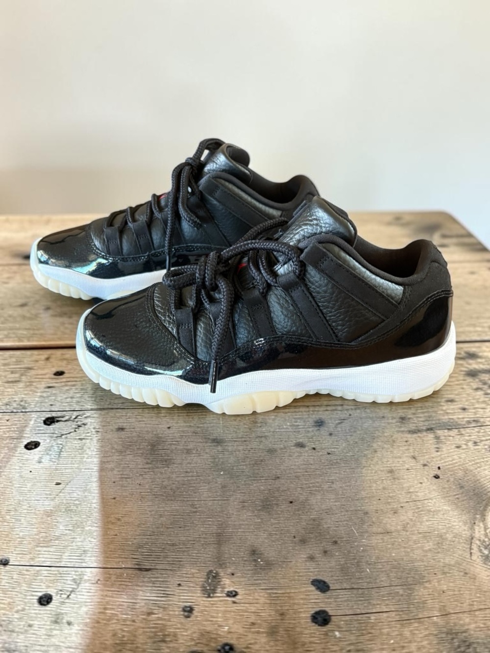 Air Jordan 11 Retro Low (GS) Sneakers in Black, Gym Red, White, and Sail, NEW - Picture 8 of 9